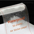 50 Sheets 100% Transparent Vinyl Sticker Paper for Inkjet Printer White Glossy A4 Waterproof Printable Stickers Adhesive Paper. 