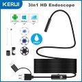 7MM Android Endoscope Camera 3 IN1 Micro USB Type C Borescope Mini Camera Waterproof LED Car Inspection PC.