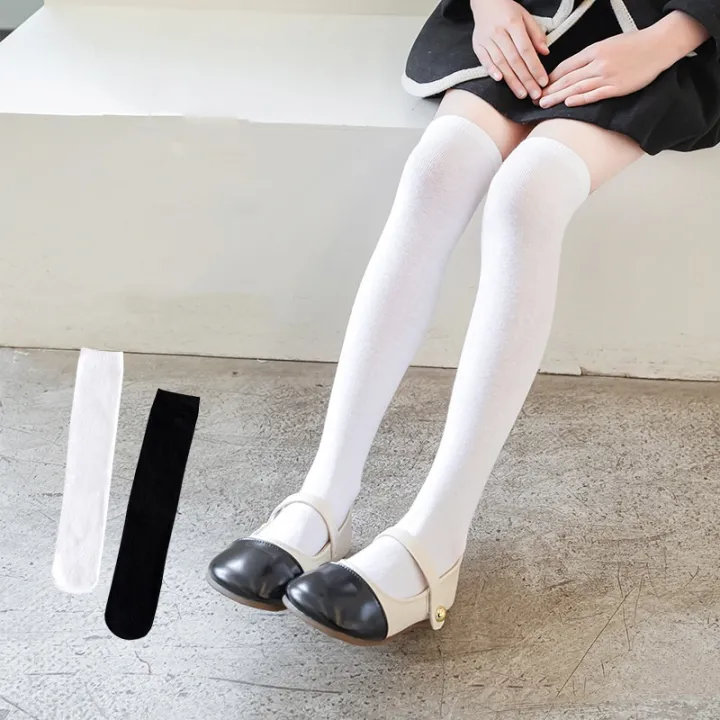 Girls%20White%20Overknee%20Long%20Socks%20Spring%20And%20Summer%20Simple%20Children's%20Socks%20Boys'%20Black%20Football%20Socks%201-12Years%20Student%20Stockings%20-%20Image%203