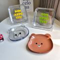🐻Bear plate🐻Lovely cartoon pattern plastic dish multipurpose dish/food Cup 1 pc✨Ready to ship✨. 
