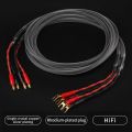 YYAUDIO One Pair HiFi Speaker Cable High Purity 6N OFC Core with Banana and Y 24K Gold Plug Horn Cable for Amplifier Speaker.