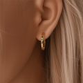 Women Earrings 925 Sterling Silver Classic Gold Starlight Hoop Earrings For Anniversary Wedding Jewelry . 