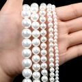 3mm,4mm,6mm,8mm and 10mm Off White Imitation Pearl Beads Round Freshwater Natural Shell Pearl Loose Bead For Jewellery Making DIY Bracelet Necklace. 