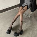 Women Ultra-thin Tights Vintage Y2K Fake Tattoo Butterfly Black Transparent Silk Pantyhose Girls Lolita Summer Stockings.