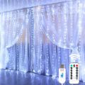 LED Curtain String Lights Christmas Garland Decor Fairy Light 8 Modes USB Remote Control Wedding Holiday Party for Bedroom Home. 