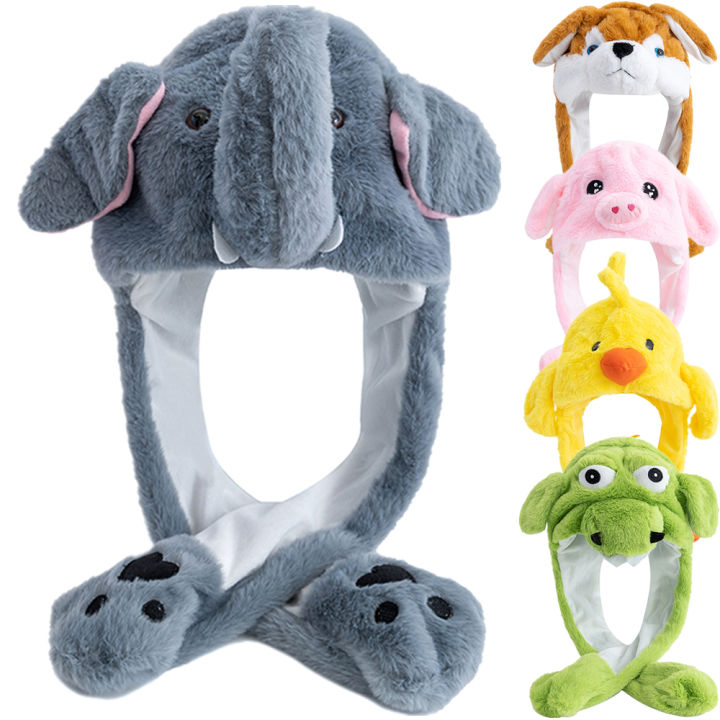 New Style Unisex Funny Ear Hat Animal Elephant Couple Cute Ear Moving Up Cap Men Women Rabbits Ears Plush Winter Lovely Hat 