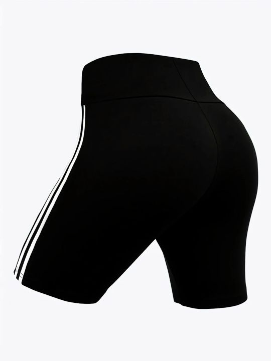 High%20Stretch%20Plus%20Size%20Athletic%20Shorts%20for%20Women%20Sporty%20Knit%20Mid%20Thigh%20Pants%20with%20Side%20Stripes%20Fashionable%20and%20Comfortable%20Pants%20-%20Image%206