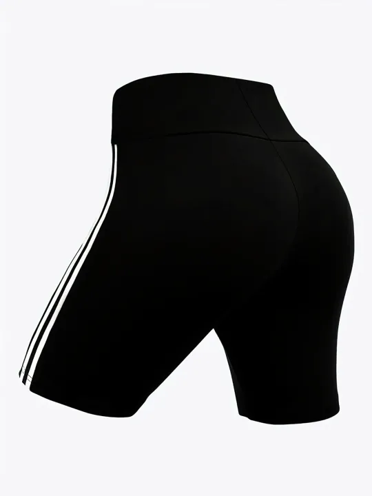 High%20Stretch%20Plus%20Size%20Athletic%20Shorts%20for%20Women%20Sporty%20Knit%20Mid%20Thigh%20Pants%20with%20Side%20Stripes%20Fashionable%20and%20Comfortable%20Pants%20-%20Image%206
