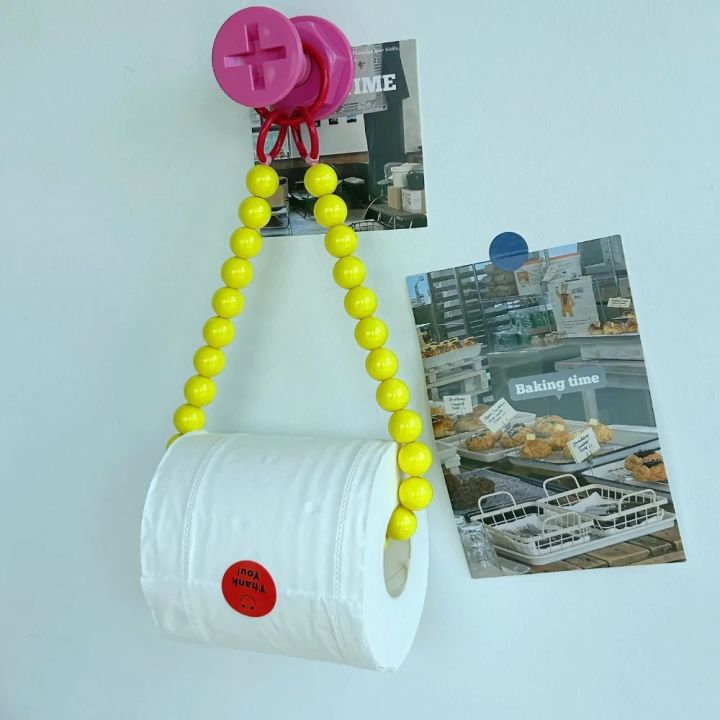 Chic%20Pink%20Beaded%20Toilet%20Paper%20Holder%20&%20Phone%20Chain%20-%20Punch-Free,%20Wall-Mounted%20Organizer%20For%20Bathroom%20And%20Office%20Decor%20-%20Image%205