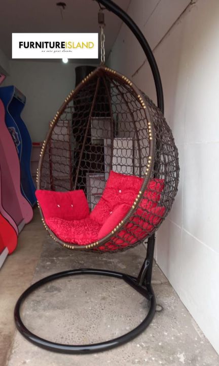 Naadi Egg Hanging Swing Chair Jhula With Stand Patio Chair Daraz.pk