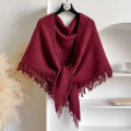 2025 Autumn and Winter New Women's Neck Wrap Wool Blended Tassel Triangular Shawl Female Thickened With Knitted Warm Shoulder. 