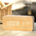 Wooden Digital Alarm Clock, LED Alarm Clock with Temperature Desk Clocks for Office,Bedside Clock. 