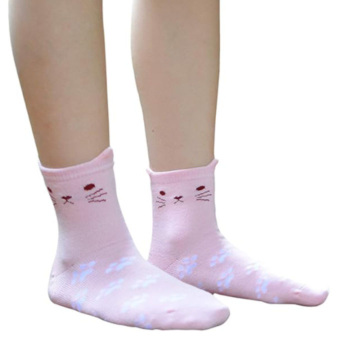 5%20Pairs%20Cartoon%20Cat%20Patterned%20Girls%20Socks%20Soft%20Comfortable%20Cotton%20All-Season%20Children's%20Socks%20Daily%20Wear%20Socks%20-%20Image%206