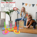 Colorful Plastic Sport Ring Toss Game Set with 5 Rings Birthday Party Throwing Backyard Games for Kids Adults Educational Toys ﻿. 