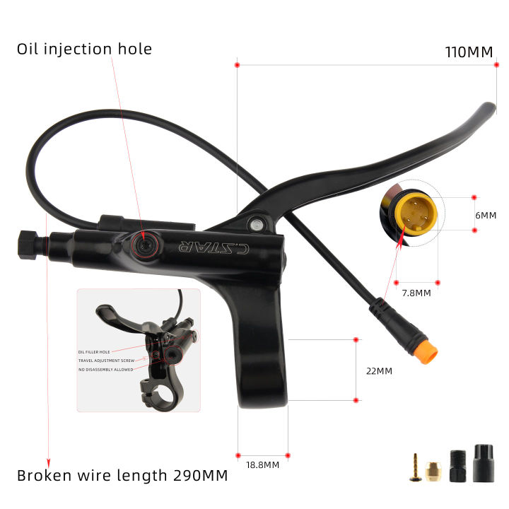 NFOX%20Mountain%20Bike%202P/3P/SM2A%20Power-Off%20Brake%20Lever%20Electric%20Scooter%204-Piston%20Hydraulic%20Left%20Mounted%20Disc%20Rotor%20Accessory%20Set%20-%20Image%202