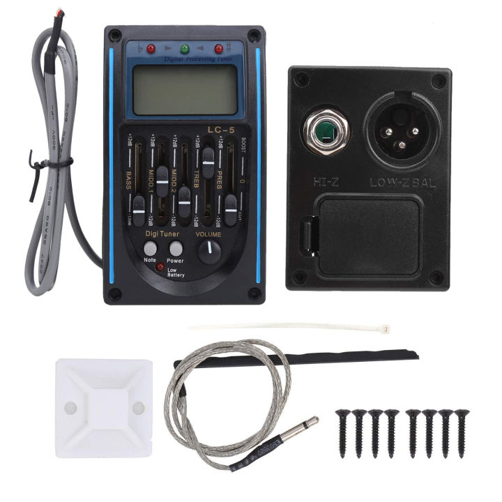 4/5-Band EQ withElectric Guitar Preamp ,Piezo Pickup, LCD Tuner for Acoustic Guitar