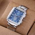 Stainless Steel Luxury Men Watch Quartz Analog Business Chain Casual Wrist blue Dial Watches For Boys and Gents. 