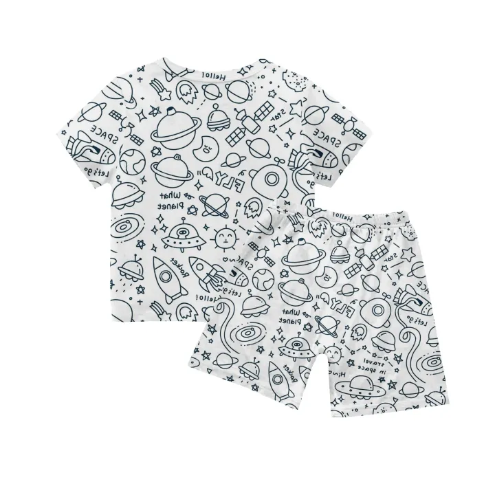 Novelty%20Kid%20DIY%20Hand%20Painted%20Homewear%20%20Short-sleeved%20T-shirt%20and%20shorts%20Pajama%20Sets%20For%20Boy%20And%20Girl%20(without%20painting%20pen)%20-%20Image%203