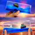 Hot sell trending blue water-filled desk toy liquid wave paperweight. 