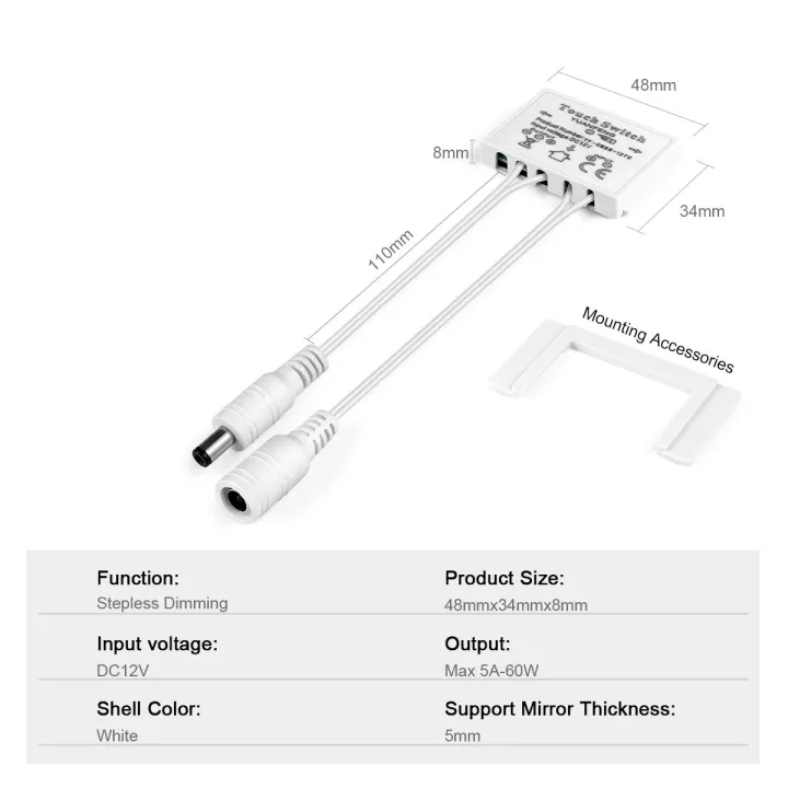 12V%205A%20Bathroom%20LED%20Dimmer%20Switch%20Capacitive%20CCT%20Dimmable%20Touch%20Sensor%20Switch%20For%20Mirror%20Light%20Backlight%20Decoration%20-%20Image%202
