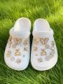 18pcs Fashionable Gold Tone Rhinestone Bear Shoe Boot Accessories Suitable For Clogs, Garden Shoes, Beach Shoes, DIY Detachable.