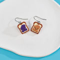 1 Pair Cute Toast Drop Earrings, Hand-Painted Resin Material, The Best Gift for Girls on Christmas, New Year and Birthdays.. 