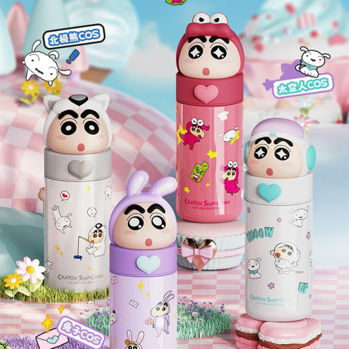 350ml Sanrio Stainless Steel Cartoon Thermos Shin-chan Dollcup Cosplay Child Vacuum Flask Water Bottle  Cup for Kids