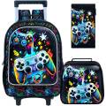 Rolling Backpack for Boys, Kids Roller Wheels School Bookbag with Lunch Bag, Wheeled School Bag for Children. 