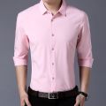 Men's Casual Fashion Business Solid Color Long Sleeved Shirt. 