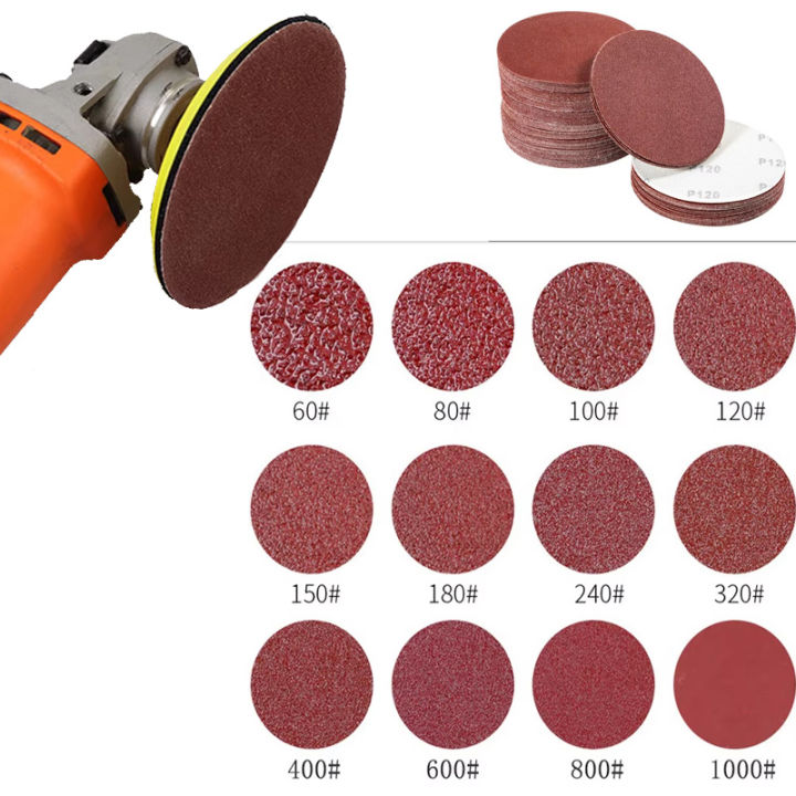 10PCS Special Sandpaper Disk 60-1000Grit For Round Polishing Grinding Red Brown Sandpapers Set Abrasive Tools Accessories set