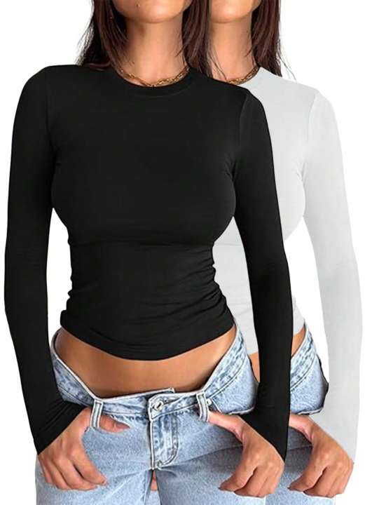 Crew%20Neck%20Long%20Sleeve%20T-Shirt%20for%20Women,%20Soft%20Comfortable%20Casual%20Top%20-%20Image%202