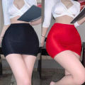 Women's Half Skirt Solid Color Temperament High Waist Slim Spicy Short Skirt Costume Transparent Mini Skirt.
