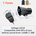 120DB 7-tone Alarm Horn 12V/24V Car Motorcycle Boat Truck Powerful Car Mounted Alarm Horn Police Siren Tweeter Horn Melody. 