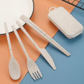 Portable Wheat Straw Fork Cutlery Set Foldable Folding Chopsticks Cutlery Set With Box Travel Kitchen Accessories.
