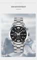 SKMEI 9302 high quality silver mens quartz watch authentic Stainless steel band 3 dials Chrono vintage business wrist watch. 