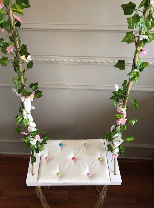 luxury wood swing with flower