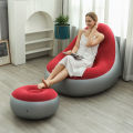 Inflatable Lounge Chair for Adults, Folding Portable Lazy Sofa with Foot Stool ,Air Couch Sofa for Livingroom and Bedroom. 