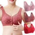 FallSweet Front Closure Cotton Bra for Women Plus Size Seamless Wireless Sports Bras Thin Underwear for Middle-Aged & Elderly. 
