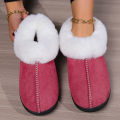 2024 Winter Warm Fur Indoor Home Slippers Women Faux Suede Closed Toe Couple Slippers Woman Comfort Soft Sole House Shoes Slides.