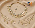 Premium Pearl & Kundan Bridal Necklace Set for Women – Gold Plated | Wedding Jewelry Set.