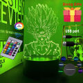 nime Goku Vegeta Dragon Ball Z Super Saiyan 3D Lamp LED Night Light Goku Jiren Broly Table Lamp Gift 7/16 Colors USB charging. 