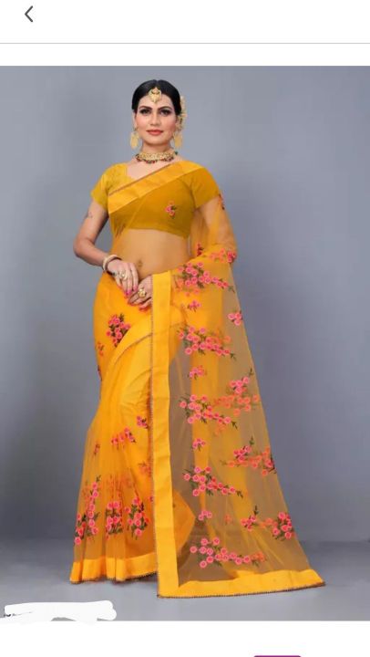 Bollywood%20Fabric%20Net%20Saree%20Women's%20Indian%20Style%20Party%20Wear%20Dress%20Material%20with%20Blouse%20Piece%20-%20Image%204