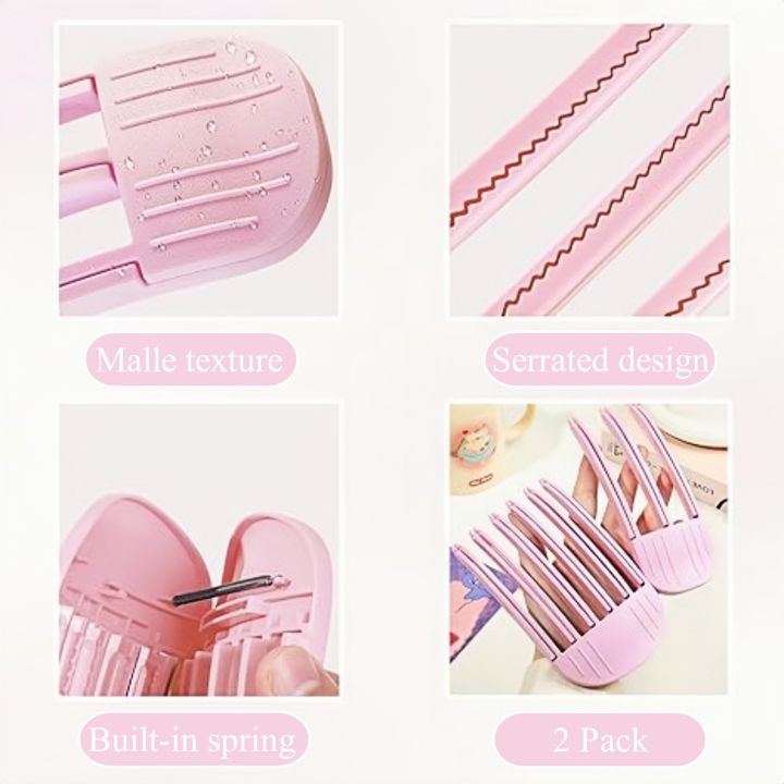 2pcs%203Teeth%20+%206Teeth%20Fluffy%20Hair%20Roots%20Clip%20Comb%20Lazy%20Hair%20Top%20Styling%20Curling%20Barrel%20Portable%20Korean%20Volume%20Wind%20Sculpting%20Comb%20-%20Image%203