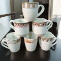 Ceramic Tea Cups Set of 6 200ml Coffee Mugs Assorted Design Premium Kitchen Cups for Tea Coffee & Gift. 