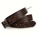 Genuine Leather retro men's and women's belt embossed pure cowhide retro nostalgic belts for women versatile jeans Western style. 