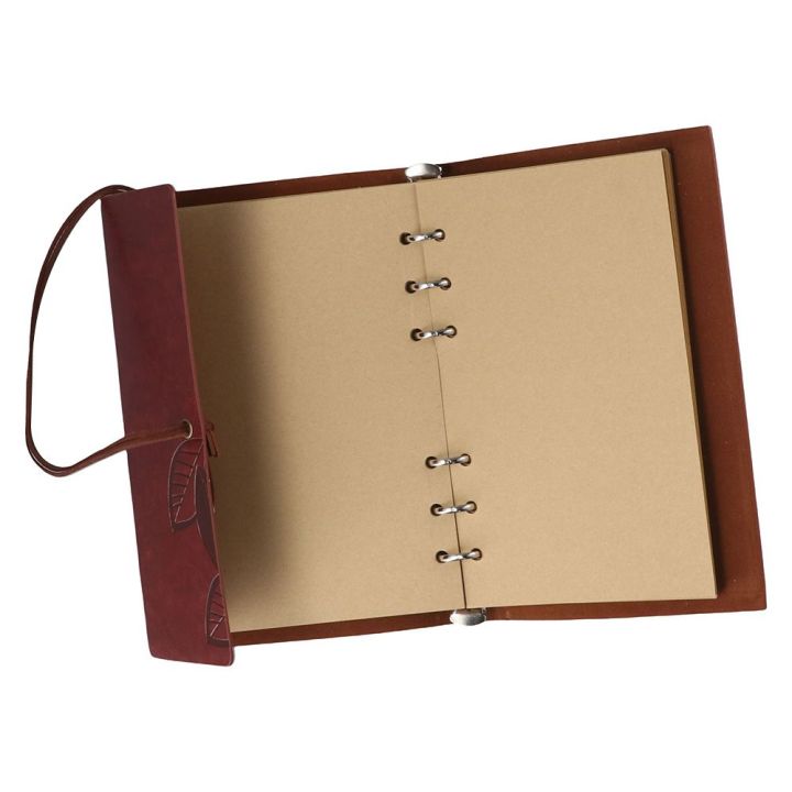 Cute%20Diary%20Notepad%20Sketch%20Book,%20Leaf%20Embossed%20and%20Retro%20Pendants%20Book,%20PU%20Synthetic%20Leather%20Journal%20Notebook%20-%20Image%202