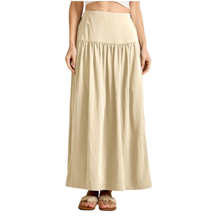 Women's%20high-waisted%20skirt%20simple%20loose%20skirts%20patchwork%20long%20skirt%20casual%20fashion%20solid%20color%20skirt%20with%20pocket%20faldas%20-%20Image%204
