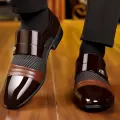 Men's Slip On Business Shoes Glossy Pointed Toe Uniform Modern Office Shoes Suitable for Office Evening Party. 