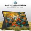 ZSUS 3840*2160 13-inch 4K Portable Monitor 60HZ For Laptop XBox PS4 / 5 Switch TV Box Cell Phone PC Extension Mobile.