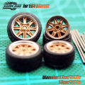 Kicarmod 1/64 Model Car ABS Wheels with  Tire Metal Rims Front Small Rear Large Refitting Parts For Model Car Hot Wheels. 